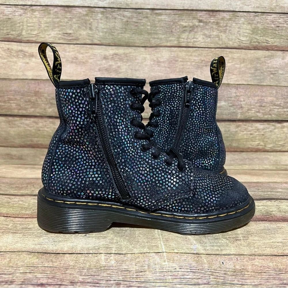 Dr. Martens Black Glitter Lace Up Boots